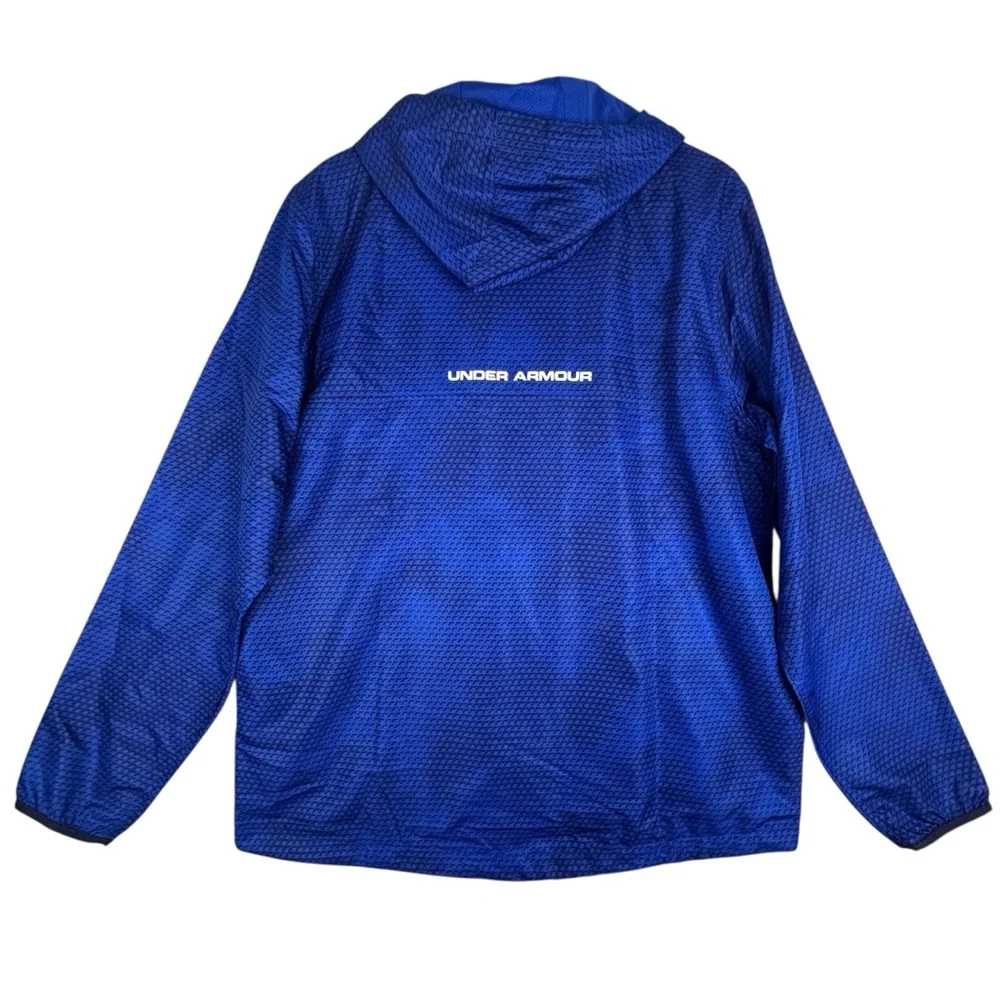 Under Armour Half Zip Pullover Windbreaker Anorak Men Large Blue Black Hoodie